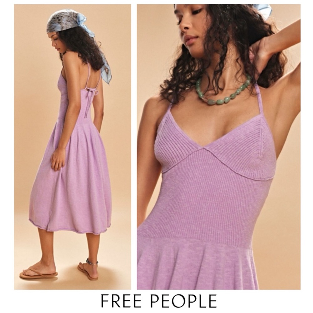 🌸NWTS-$80 FREE PEOPLE Tula Sweater Midi A-Line Drop-Waist Dress SMALL - Picture 3 of 9